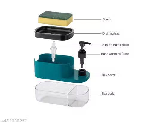 Kitchen Cleaning Combo – 3-in-1 Soap Dispenser + Soap Dispensing Palm Brush | Complete Sink Cleaning Kit