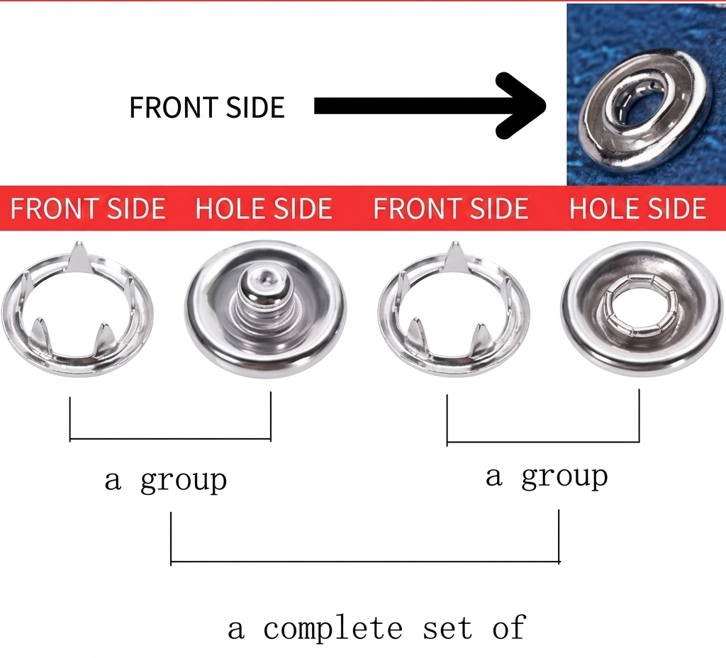 100-Set Snap Button Fastener Kit with Pliers | Stainless Steel Press Studs for Clothes, Leather, Bags & DIY Crafts