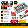 100-Set Snap Button Fastener Kit with Pliers | Stainless Steel Press Studs for Clothes, Leather, Bags & DIY Crafts
